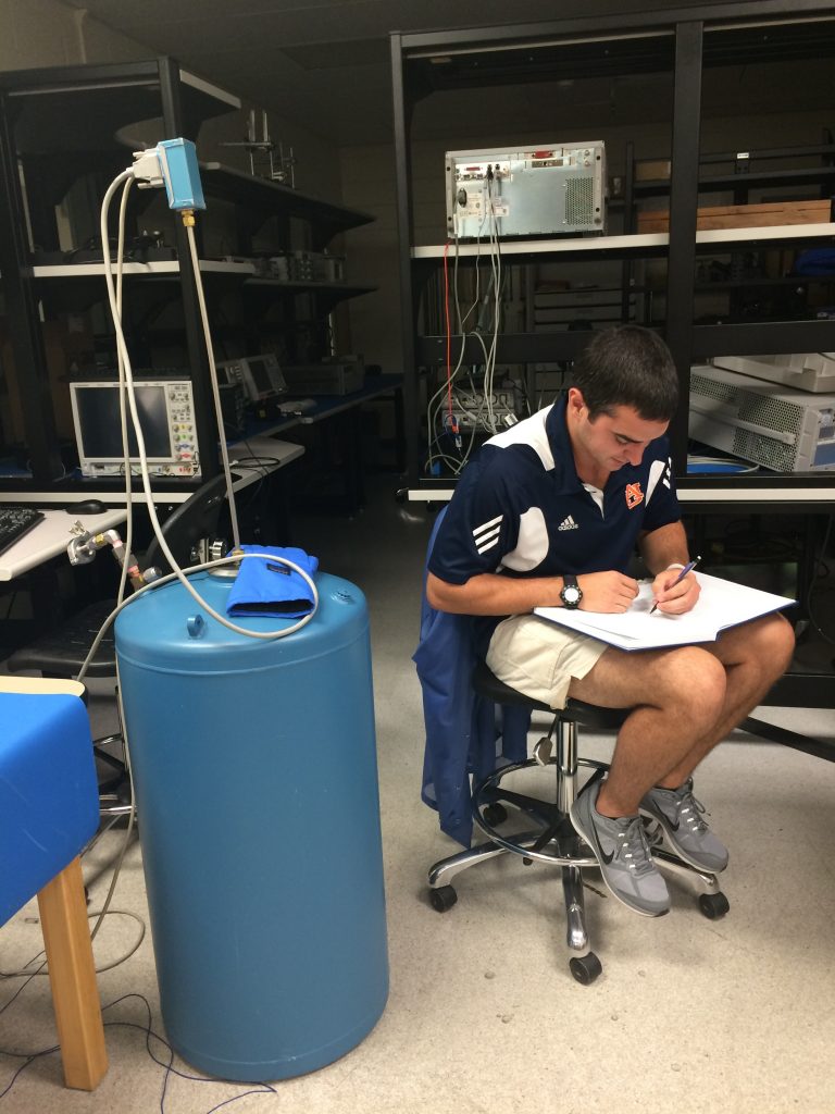 Will King in the lab measuring cryogenic electronics